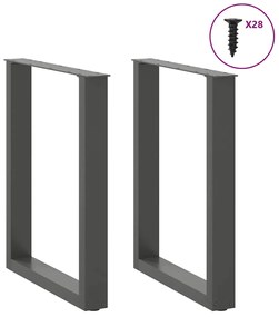 Pés para mesa de jantar em formato de U, 2 peças, antracite, 70x(72-73