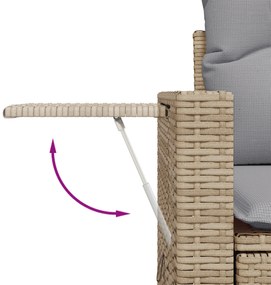 Conjunto de Sofá de Jardim de 9 Peças com Almofadas Bege Vime Sintétic