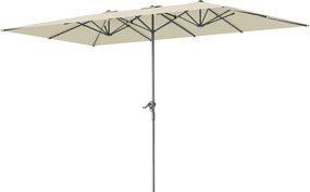 Outsunny Chapéu de Sol Duplo 4,5x2,6 m Jardim Manivela Mastro Alumínio Impermeável Proteção UV50+ Resistente Creme | Aosom Portugal