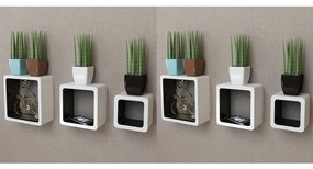 vidaXL Prateleiras de parede cubo 6 pcs branco e preto
