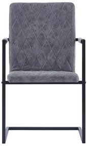 Cadeiras de jantar cantilever 4pcs couro artif. cinzento-escuro