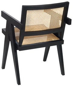 Cadeira de jantar em madeira mogno preta e rattan claro WESTBROOK Beliani