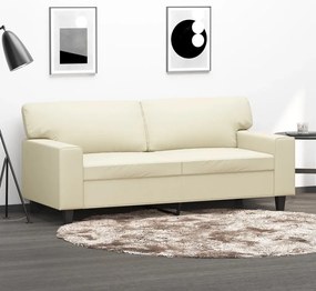 Sofá de 2 lugares 140 cm couro artificial cor creme