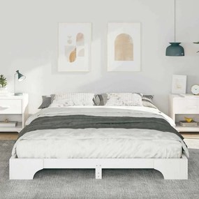 Estrutura de cama de chão com armazenamento Branco 160 x 220 cm