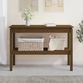 vidaXL Mesa consola 110x40x75 cm madeira de pinho maciça castanho mel