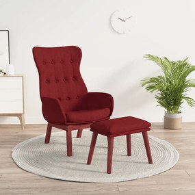 vidaXL Cadeira de descanso com banco p/ pés tecido vermelho tinto