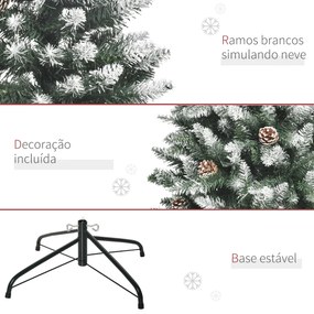 Árvore de Natal Artificial Ø55x150cm com 464 Ramas e 28 Pinhas Folhas de PVC Base Dobrável e Suporte Metálico Decoração de Natal para Interiores Verde