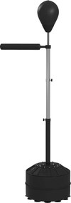 Saco de boxe com suporte, regulável em altura de 160 a 205 cm, com bomba incluída, enchível com areia ou água, preto