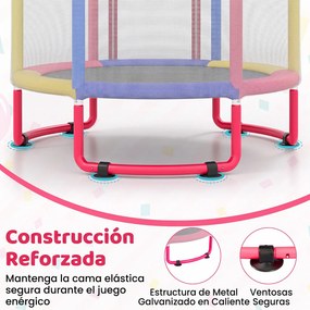 Trampolim Infantil 6 em 1, 140 x 140 x 214 cm, Estrutura em Aço Galvanizado, Multicolor