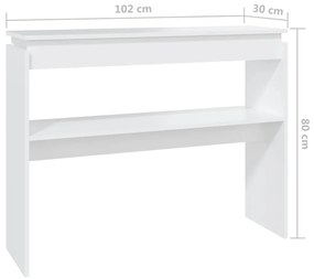 Mesa consola 102x30x80 cm derivados de madeira branco