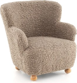 Poltrona Sherpa para crianças confortável com pernas em madeira maciça infantil Castanho