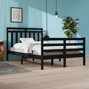 vidaXL Estrutura de cama 120x200 cm madeira maciça preto