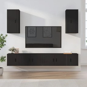 vidaXL Conjunto móveis de TV 6 pcs madeira processada preto