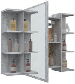 Armário espelhado casa de banho 80x20,5x64 cm madeira cinza