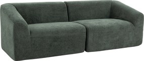 HOMCOM Sofá 3 lugares em chenille 225 cm, sofá de sala estofado moderno com assento largo, almofada com molas, verde escuro | Aosom Portugal