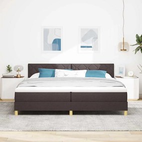 Cama Box com Colchão e LED Castanho Escuro 200x200 cm Tecido