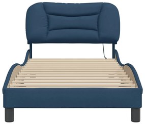 Estrutura de cama com LED sem colchão 90x190 cm tecido azul