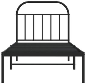 Estrutura de cama com cabeceira 80x200 cm metal preto