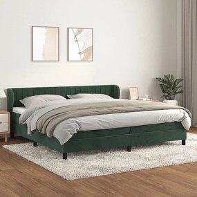 vidaXL Cama com molas/colchão 200x200 cm veludo verde-escuro