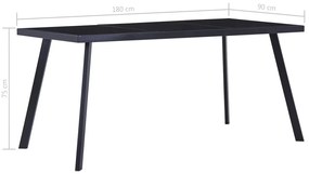 Mesa de jantar 180x90x75 cm vidro temperado preto