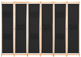 Divisória de quarto com 6 painéis 240x170x4 cm tecido preto