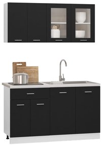 4 pcs conjunto armários de cozinha derivados de madeira preto