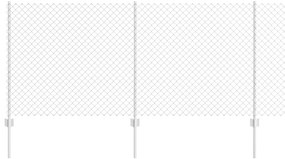 Cerca de Cadeia com 20 Postes U Prateados 1x10 m Aço