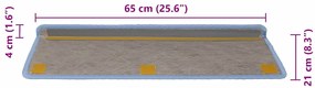 Tapetes escada adesivos aspeto sisal 30 pcs 65x21x4 cm azul