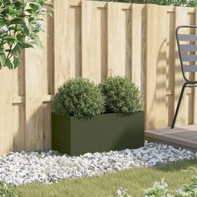 Vaso/floreira 62x30x29 cm aço verde azeitona
