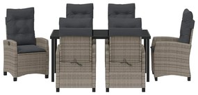 Conjunto de Jantar de Jardim 7 Peças com Almofadas - Rattan Poliéster