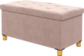 Banco de arrumação dobrável para colocar ao pé da cama 76 x 38 x 38 cm, com 67 L de capacidade e 120 kg de carga máxima, com tampa, cor-de-rosa