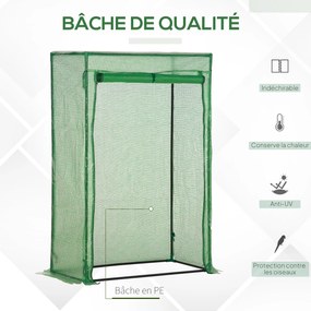 Estufa de jardim 100 x 50 x 150 cm, estufa de varanda, lona reforçada com PE, estrutura em aço, porta enrolável com fecho de correr,  verde