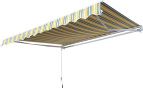 Outsunny Toldo de Braço Articulado Proteção Solar com Manivela Varanda Alumínio Amarelo Cinza 2,95 x 2,45 m | Aosom Portugal