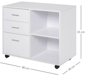 Suporte da impressora Escritório com 3 prateleiras reguláveis ​​80x40x65 cm Branco