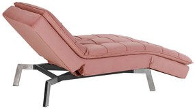 Chaise-longue ajustável em veludo rosa LOIRET Beliani