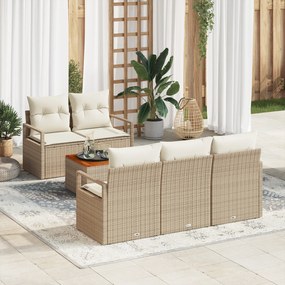 Conjunto de Sofá de Jardim vidaXL de 6 Peças com Almofadas Bege Rattan