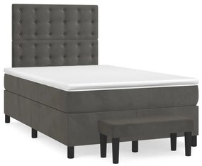 vidaXL Cama boxspring com colchão 120x190 cm veludo cinzento-escuro