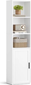 Estante com 5 prateleiras e porta, 31,8 x 24 x 145,9 cm Branco
