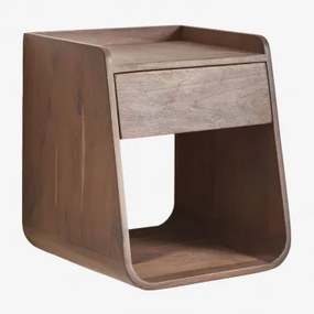 Mesa De Cabeceira 35x35 Cm Em Madeira De Acácia Berigem Castanho-acácia Escuro - Sklum