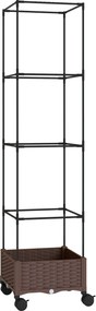 Floreira com Treliça e Rodas com Drenagem para Cultivo de Vegetais Flores e Ervas Aromáticas 40x40x165 cm Castanho