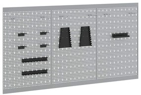 Painéis Perfurados 3 pcs com 15 Acessórios Cinza 50x80 cm Aço