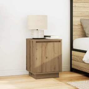 Mesas cabeceira c/ luzes LED 2pcs 38x34x50cm carvalho artesanal
