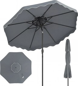 Guarda-sol de 300 cm com inclinação bidirecional de 30° (BASE NÃO INCLUIDA), teto ventilado, 2 camadas, 8 varas metálicas e folhos, para pátio e pisci