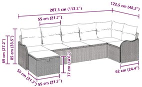 Conjunto de Sofá de Jardim vidaXL de 7 Peças com Almofadas Bege em Rat