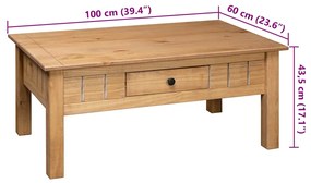 Mesa de centro 100x60x45 cm pinho maciço Panama