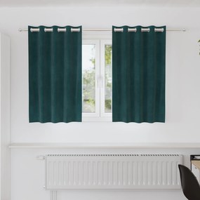 Cortinas Blackout vidaXL com Ilhós 2 pcs Verde Escuro Veludo