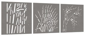 Decorações p/ muro jardim 3pcs 105x55cm aço corten design relva