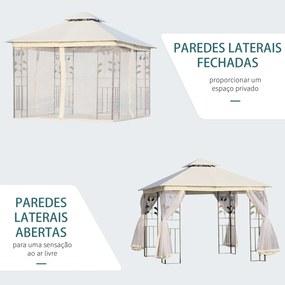 Pérgola de Jardim 300x300x280 cm Pérgola de Exterior com Teto Duplo Mo