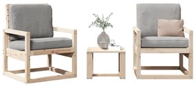 vidaXL 3 pcs conjunto lounge de jardim madeira de pinho maciça