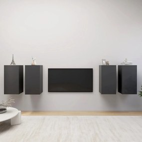 Móveis de TV 4 pcs 30,5x30x60 cm derivados de madeira cinzento